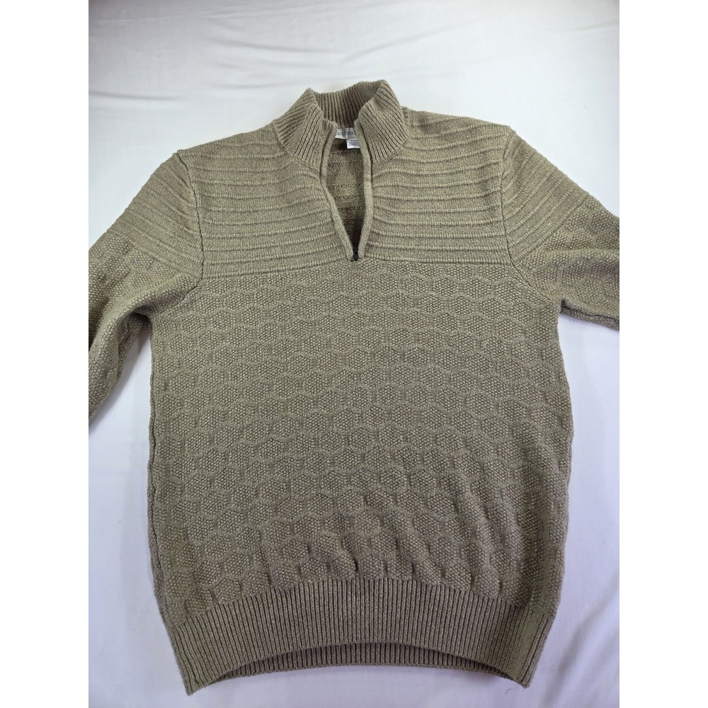 Southern Proper Men's Light Brown Sweater with 1/4 Zip Perry Ellis